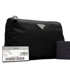 未使用保管品 プラダ PRADA ポーチ 化粧ポーチ 三角ロゴ プレート