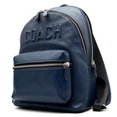 美品 コーチ COACH リュックサック バックパック デイパック 型押しロゴ ビッグロゴ 大容量 A4収納 シボ革 レザー 本革 ネイビー 紺 ボーナス 夏休み 帰省 お盆 敬老の日 サマーギフト シルバーウィーク ご褒美 メンズ 男性 ユニセックス 美品 コーチ COACH リュックサック バックパック デイパック 型押し