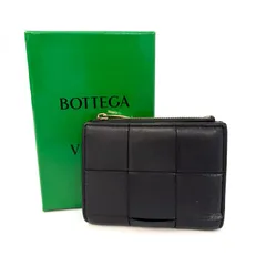 BOTTEGAVENETA カセット イントレチャート二つ折りファスナーウォレット 財布 ブラック 鑑定済み 正規品 ボッテガヴェネタのサムネイル