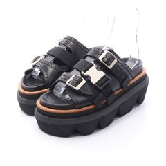 sacai ファーサンダル ブラック サカイ size 37 - メルカリ