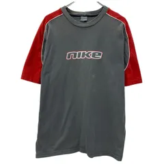～00s NIKE 半袖 プリントTシャツ L グレー マルチカラー ナイキ プルオーバー ビッグプリント 袖切替 ～00年代 スポーティ 夏物 a806-7532のサムネイル