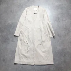 WQ1245●URBAN RESEARCH DOORS：キレイめからカジュアルまで ノーカラーロングコート DR04-27M406  ●ONE● ライトベージュ 春秋冬 アーバンリサーチ スナップボタン アウターのサムネイル