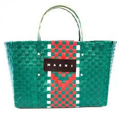 マルニ MARNI フラワーカフェ ピクニックバッグ バスケットバッグ ハンドバッグ グリーン レッド  正規品【鑑定済み】のサムネイル