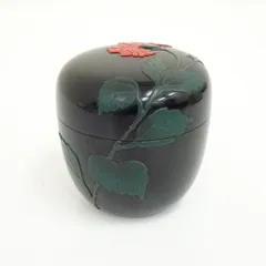 ハイビスカス蒔絵　中棗  茶道 茶道具 おしゃれ 茶器 なつめ 茶入 薄茶器 薄茶 薄器 お茶 茶 抹茶 抹茶入れ 容器 骨董のサムネイル