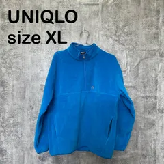 【T-1663】ユニクロ XL ハーフジップ フリース プルオーバー ブルー 青 長袖 無地 防寒 アウトドア カジュアルのサムネイル