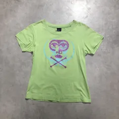 WQ1249●55DSL：ラメドクロプリントTシャツ ●Ⅿ● グリーン/ラメパープル　フィフティファイブ ディーゼル DIESEL  Y2K  ガイコツのサムネイル