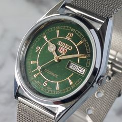 セイコー古時計 稼働品 SEIKO セイコー5 自動巻き 80s ヴィンテージ ダークグリーン