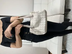 CHANEL シャネル ニュートラベルライン トートバッグ ハンドバッグ ベージュ ココマーク ジャガード レザー フランス製 シリアルシール付 レディースのサムネイル