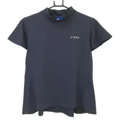 【超美品】フィドラ 半袖ハイネックシャツ ネイビー 袖・後ろ裾フリル 立体ロゴ レディース M/M ゴルフウェア FIDRAのサムネイル