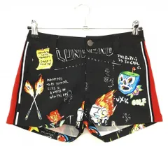 【超美品】ラッセルノ ショートパンツ 黒×マルチカラー 総柄 ルチャマスク ストレッチ レディース 0(S) ゴルフウェア RUSSELUNOのサムネイル