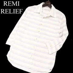 REMI RELIEF レミレリーフ 春夏 パームツリー ボーダー柄★ 7分袖 シャツ Sz.S　メンズ 日本製のサムネイル