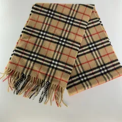 Burberrys バーバリー CASHMERE MUFFLER カシミア 100% マフラー ノバチェック柄 英国製 ユニセックス 茶色のサムネイル