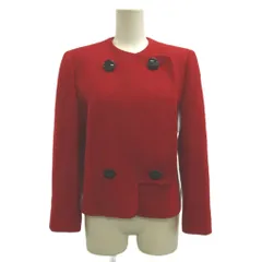 ピエールカルダン Pierre Cardin ジャケット 上着 ウール 9 赤 レッド ノーカラー ダブルブレスト 長袖 /MD ■ECC006のサムネイル