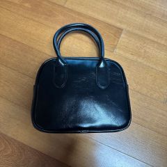 HASI HATO金具製品 ヴィンテージ本革ハンドバッグ がま口 ステッチ 