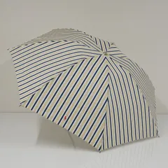 折りたたみ傘 Polo Ralph Lauren ポロラルフローレン USED美品 ストライプ イエローベージュ ポロマーク 60cm FA9814のサムネイル