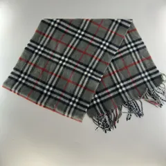Burberrys バーバリーズ BURBERRY LONDON 英国製 ラムウール 100% マフラー ノバチェック柄 グレー フリンジ付き ユニセックス 1のサムネイル