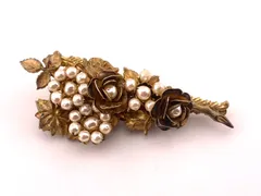 MIRIAM HASKELL ミリアムハスケル ヴィンテージ ブローチ 薔薇 バロックパール コスチュームジュエリー GP フェイクパール 16.5g  レディースのサムネイル