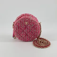 【5%OFFクーポン配布中】CHANEL（シャネル）マトラッセ　ラウンド　ツイード素材 　チェーン　ショルダー　バッグ　27番台　ピンクのサムネイル