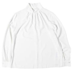 신품 BEIGE, 베이지, 온워드 가루야마 23AW 일본제 EVA 하이넥 롱 슬리브 블라우스 BLCWCS0782 4(M) WHITE Decade 정가 25,300엔 개더 조젯 탑스 g27158