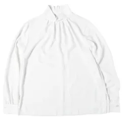 新品 BEIGE, ベイジ, オンワード樫山 23AW 日本製 EVA ハイネックロングスリーブブラウス BLCWCS0782 4(M) WHITE Decade 定価25,300円 ギャザー ジョーゼット トップス g27158のサムネイル