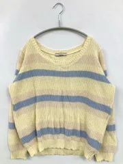 OLIVE des OLIVE オリーブデオリーブ ニット/セーター イエロー ニット ボーダー柄 ミドル丈 長袖 クルーネック(丸首) レディースのサムネイル