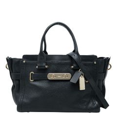 極美品 コーチ 2way ショルダーバッグ スワッガー ターンロック レザー
