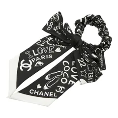 シャネル ココマーク ロゴ シュシュ ヘアアクセサリー ブラック ホワイト シルク レディース CHANEL【1-0273672】のサムネイル