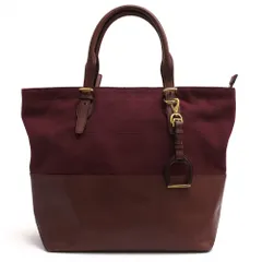 ラルフローレン／RALPH LAUREN バッグ トートバッグ 鞄 ハンドバッグ メンズ 男性 男性用 コットン 綿 キャンバス レザー 革 レッド ブラウン 赤 茶 のサムネイル