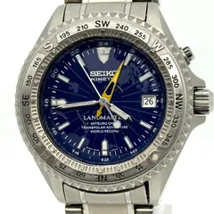 SEIKO セイコー KINETIC キネティック LANDMASTER ランドマスター 5M45-6A01 オートクオーツ ネイビー メンズ 大場満郎 北極海単独徒歩横断記念モデル 腕時計 稼働品のサムネイル