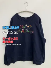 HOLIDAY ホリデイ スウェット XL ネイビー コットン 裏起毛 ブランドロゴ 刺繍 長袖 メンズ レディースのサムネイル
