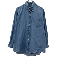 90s CHAPS RALPH LAUREN 長袖 デニムシャツ XL ブルー チャップス ラルフローレン ボタンダウン 90年代 カジュアル 春物 a807-5027のサムネイル