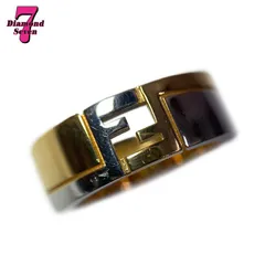 【中古】FENDI フェンディ FFキューブ リング ゴールド＆シルバーカラー リング Sサイズ 指輪 アクセサリー メンズ レディース ユニセックスのサムネイル