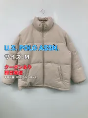 U.S. POLO ASSN. ユーエスポロアッスン ダウンジャケット/コート M ベージュ 無地 ワンポイント ブランドロゴ 刺繍 ミドル丈 フードなし ジップアップ メンズ レディースのサムネイル
