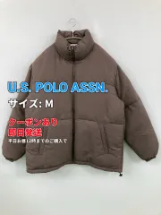 U.S. POLO ASSN. ユーエスポロアッスン ダウンジャケット/コート M ブラウン 無地 ワンポイント ブランドロゴ ミドル丈 フードなし ジップアップ メンズ レディースのサムネイル