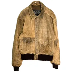 90年代 USA製 Schott ショット フライトレザージャケット ベージュ(メンズ 46)中古 古着 Y4923のサムネイル