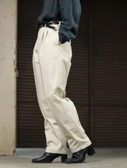 pierre cardin nep cotton 2tuck chino pants ivory ピエールカルダン ネップ コットン 2タック ワイドストレート チノ パンツ トラウザー W34 アイボリー系のサムネイル