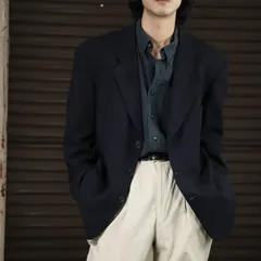 Giorgio Armani wool Pique tailored jacket made in Italy ジョルジオアルマーニ イタリア製 バージンウール シングル ブレステッド テーラードジャケット 3つ釦 ネイビー 濃紺 ピケ織のサムネイル