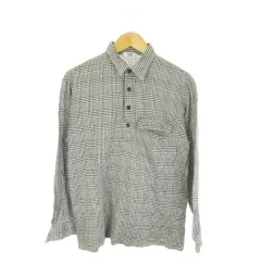 ハーディエイミス HARDY AMIES ポロシャツ M グレー チェック柄 プルオーバー 長袖 /MN29 ■ECB006のサムネイル