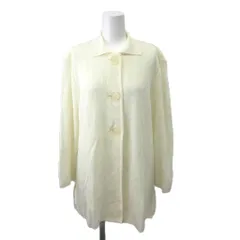 ピエールカルダン Pierre Cardin カーディガン M 白 ホワイト 襟付き 長袖 ボタン留め ロング丈 /MD ■ECC006のサムネイル