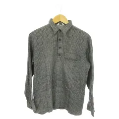 ハーディエイミス HARDY AMIES ポロシャツ M ダークグレー チェック柄 襟付き 長袖 /MN28 ■ECB006のサムネイル