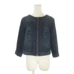 ランズエンド LANDS' END デニムジャケット 上着 13 青 ブルー インディゴ ノーカラー 長袖 ジップアップ /CK19 ■ECB006のサムネイル