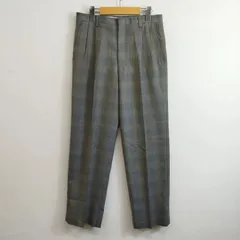 90s GIVENCHY MONSIEUR 2タック スラックス パンツ チェック柄 テーパード VINTAGE  トラッド ウール グレー系 74 G62のサムネイル