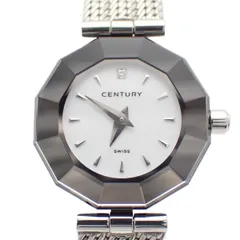 CENTURY センチュリー TIME GEM カットガラス クォーツ レディース 腕時計 1Pダイヤ入り白文字盤 純正SSベルト【いおき質店】のサムネイル