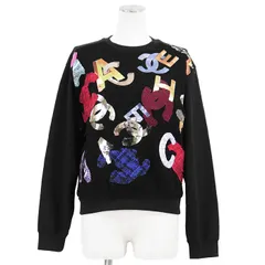 CHANEL シャネル ツイード スウェット サイズ 36 レディース 2022AW COCOマーク ロゴ パッチワーク 切替 メタリック P72996 トップス ブラック マルチカラー 黒 イタリア製のサムネイル