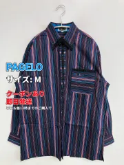 PAGELO パジェロ シャツ/ブラウス M ネイビー コットン ストライプ柄 ワンポイント ブランドロゴ ミドル丈 長袖 ボタンダウン レギュラーカラー メンズのサムネイル