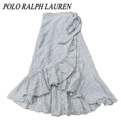 POLO RALPH LAUREN ポロラルフローレン ストライプ リネン ラップスカート 0 オフホワイト × ブラックのサムネイル