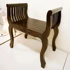♪チーク材製 ねこ脚 カルティーニチェア ［幅56cm］　　　　アジアン家具 天然木 チェア 椅子 カルティーニ スツール アジアン雑貨 バリのサムネイル