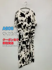 ASOS エイソス ワンピース UK 10 ブラック その他総柄 半袖 ロング・マキシ丈 レディースのサムネイル