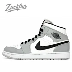 美品 NIKE AIR JORDAN 1 MID LIGHT SMOKE GREY WHITE BLACK エア ジョーダン 1 ミッド ライト グレー ホワイト ブラック 27 cm メンズ ナイキ スニーカー AJ1 U11348のサムネイル