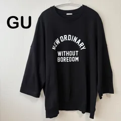GU ジーユー オーバーサイズ グラフィックプルオーバー ブラック XL ロゴのサムネイル